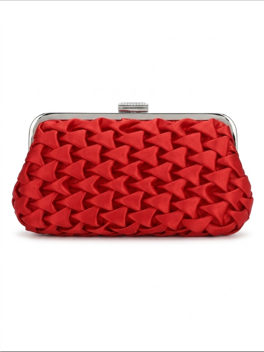 Lulu Townsend Red Satin Woven Frame Clutch - Picture 2 of 3